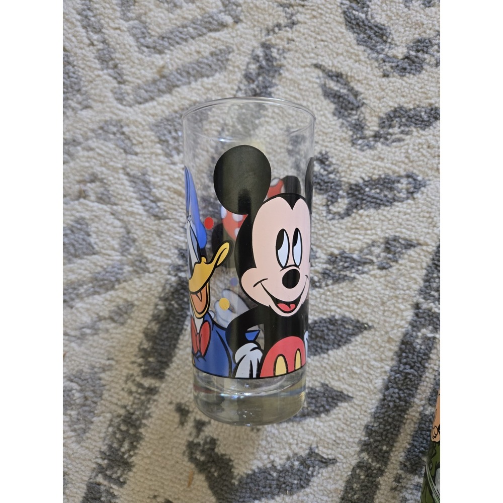 Walt Disney Company Drinking Glass Mickey Minnie Mouse Donald Duck Vintage